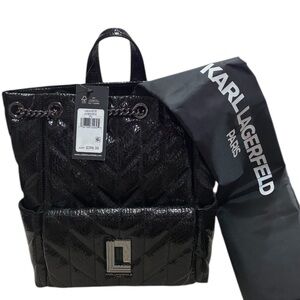 KARL LAGERFELD PARIS Women's Black NWT Lafayette Quilted Backpack